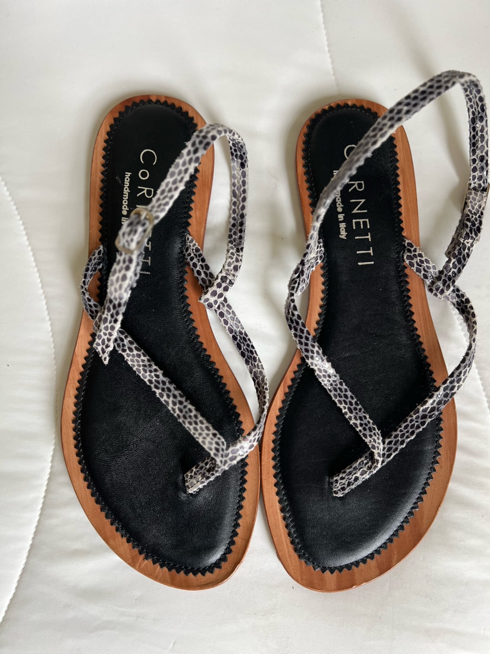 Cornetti handmade Italian snake-print leather sandals size 37 - Picture 2 of 7
